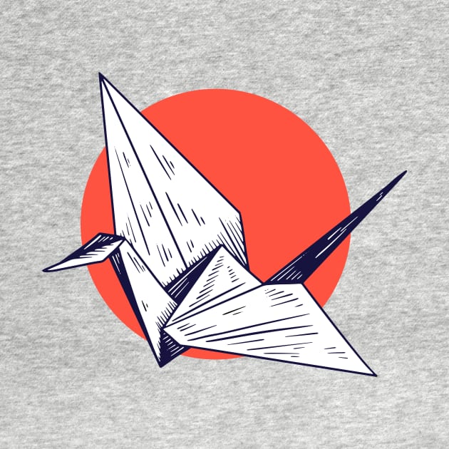 Vintage Sketch of a Japanese Origami Crane by SLAG_Creative